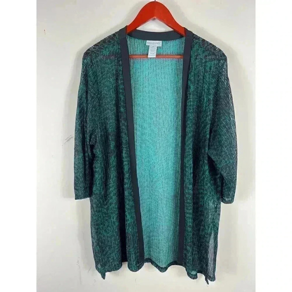 Catherines Plus Size 2X Cardigan Sweater Animal Print Green Black Size 2X - Picture 2 of 5
